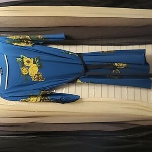 Isabel & Alice  Size XL Pre-loved,  blue floral dress with belt.